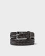 Joar braided leather belt Dark brown Saddler